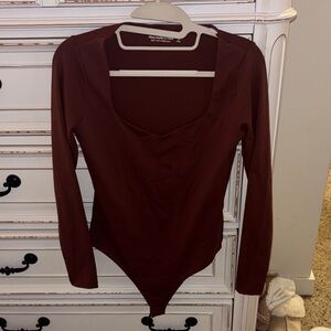 Abercrombie Maroon / Burnt Red Long Sleeve Bodysuit